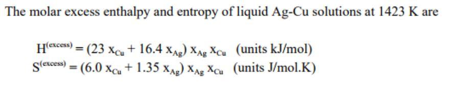Solved Q. Express the excess partial molar enthalpy and | Chegg.com