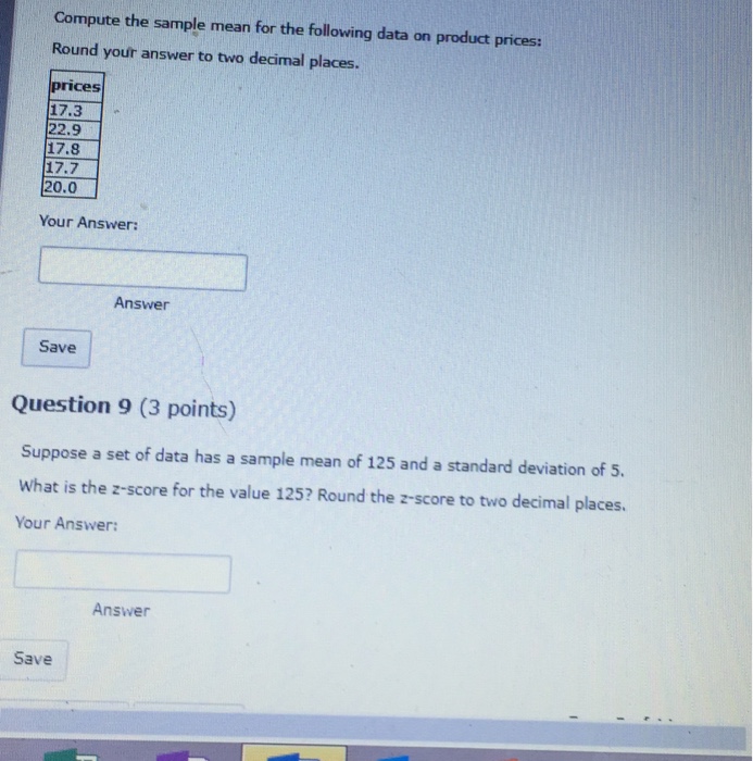 Solved Compute the sample mean for the following data on | Chegg.com