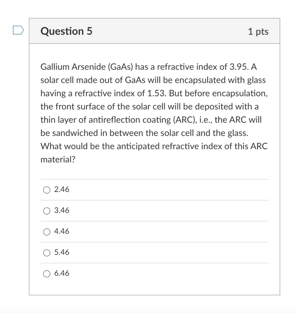 Solved Question 5 1 Pts Gallium Arsenide (GaAs) Has A | Chegg.com