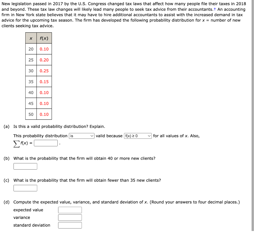 Solved New legislation passed in 2017 by the U.S. Congress
