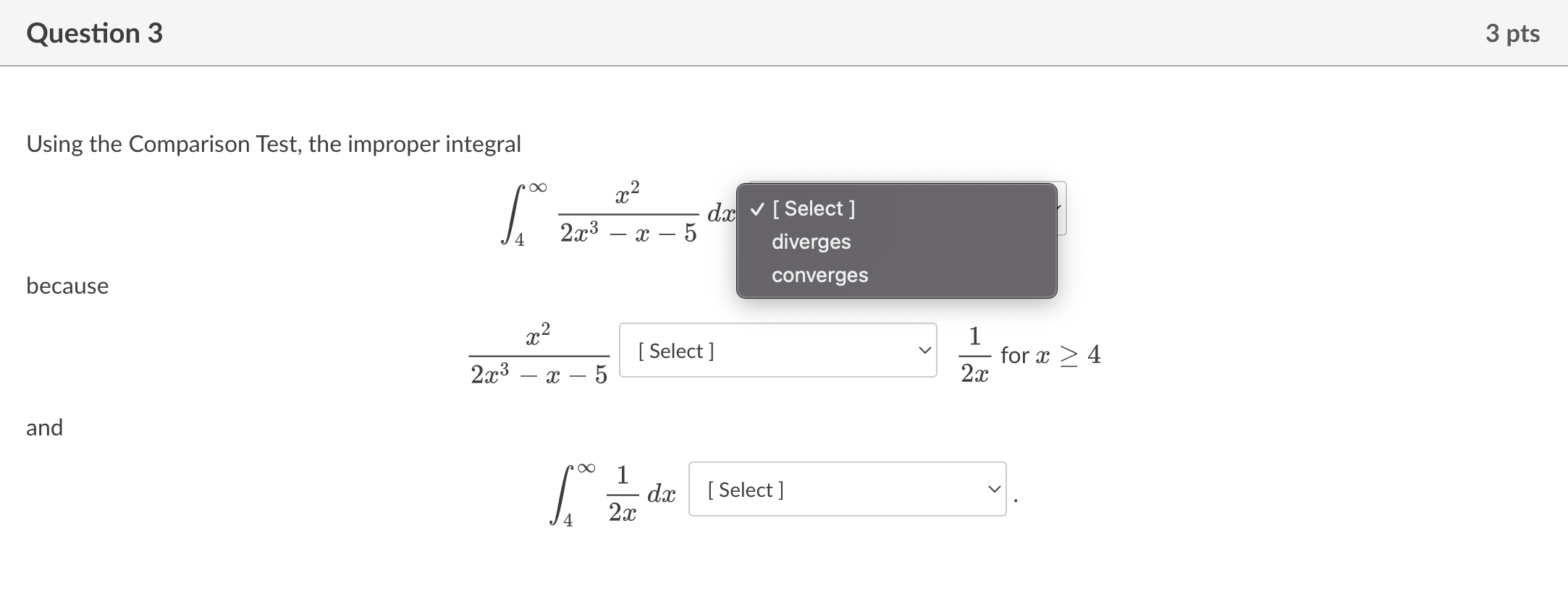 Solved Using The Comparison Test The Improper Integral