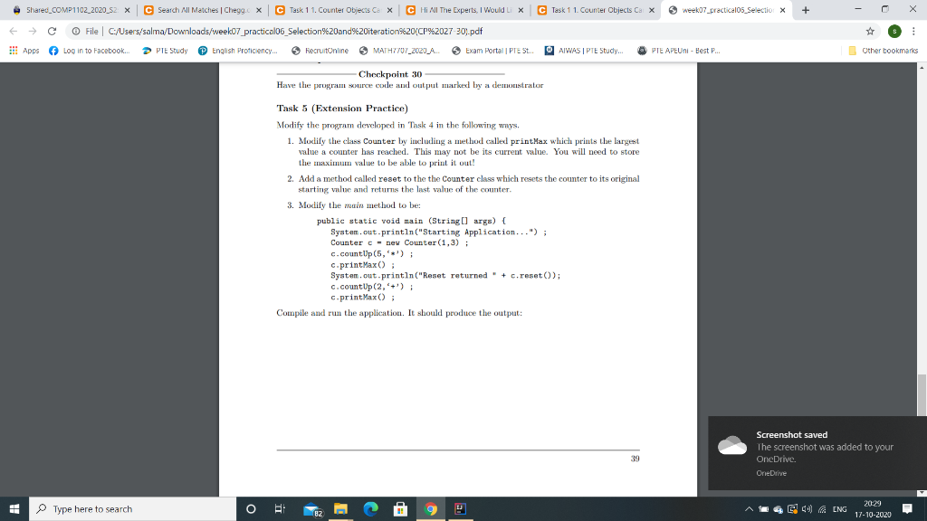 Solved Shared COMP1102_2020_52: X C Search All Matches | | Chegg.com