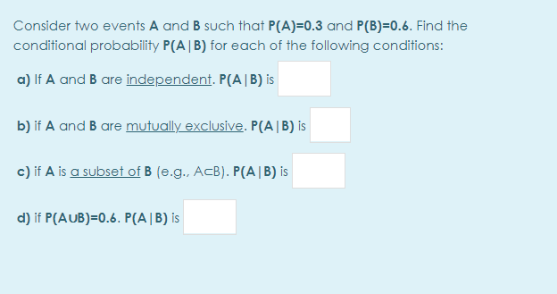 Solved Consider Two Events A And B Such That Pa03 And
