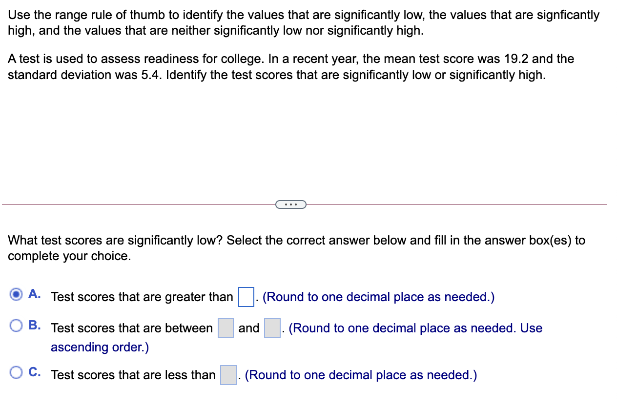 Solved use the range rule of thumb to identify the values chegg