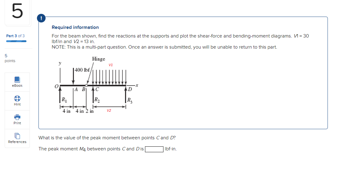 [Solved]: Required information For the beam shown, find th