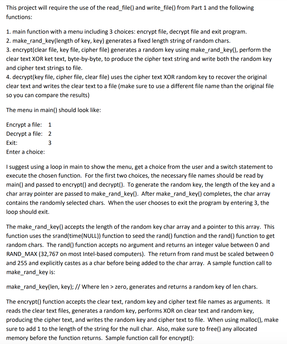 Part 1: Reading and Writing Complete Files (40 | Chegg.com