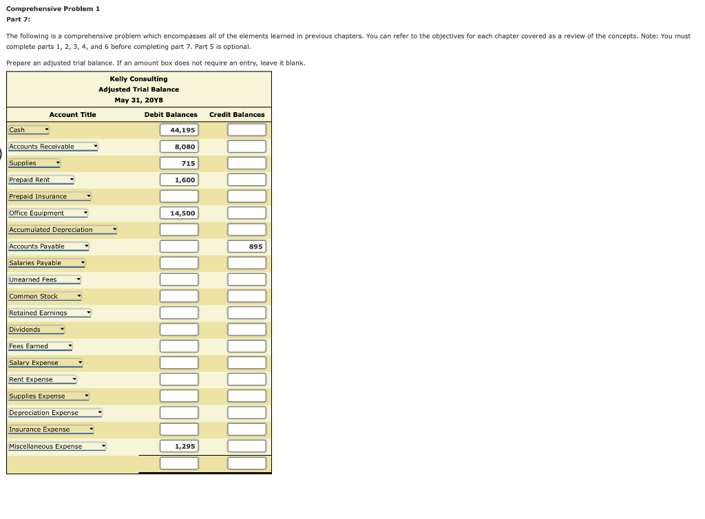 Solved Comprehensive Problem 1 Part 1: The Following Is A | Chegg.com