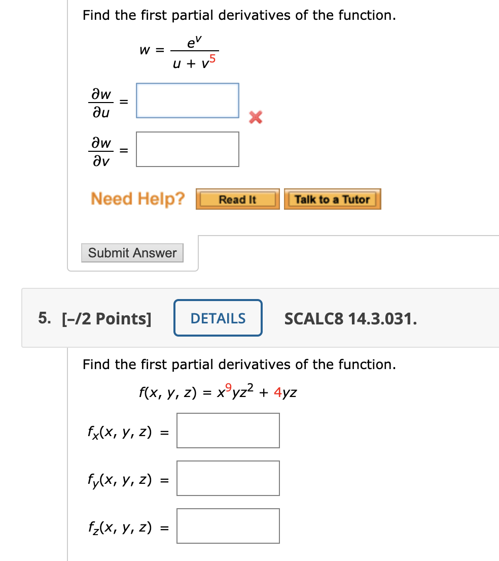 Solved Find the first partial derivatives of the function. | Chegg.com