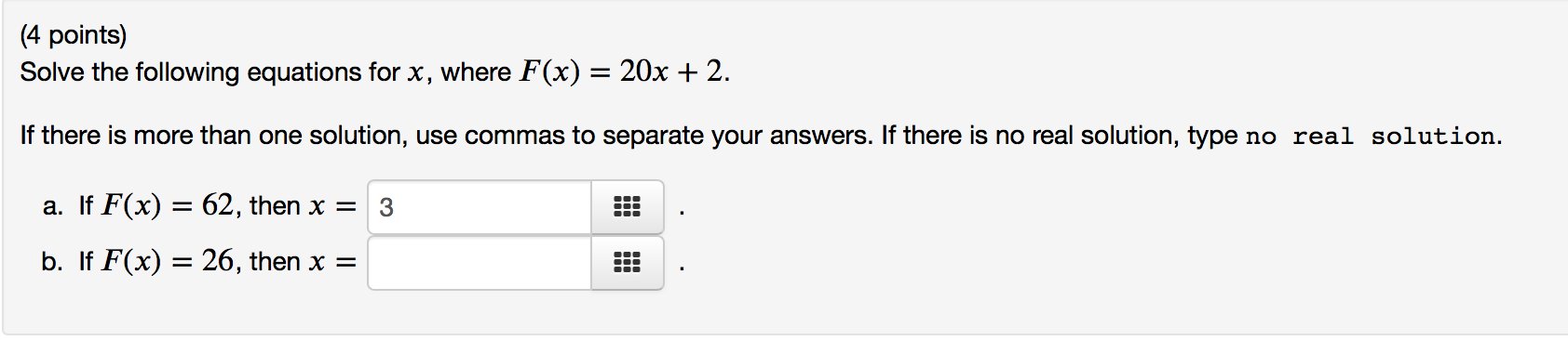 Solved (4 points) Solve the following equations for x, where | Chegg.com