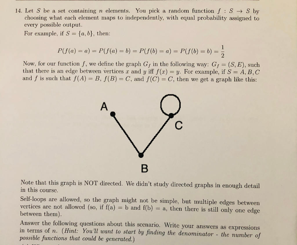 14 Let S Be A Set Containing N Elements You Pick A Chegg Com