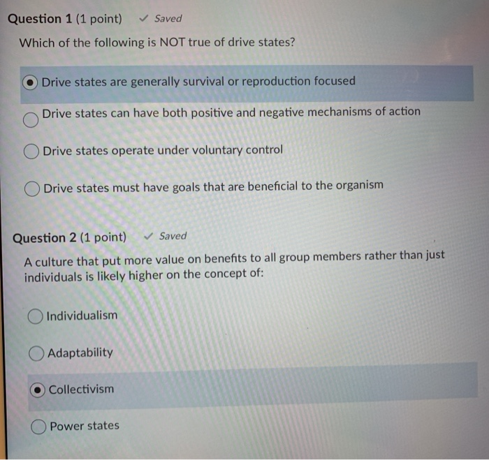 Solved Question 1 (1 point) Saved Which of the following is