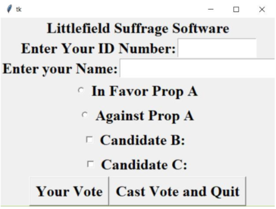 PYTHON 3, USE THE FOLLOWING TO IMPROVE VOTING | Chegg.com