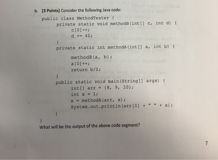Solved b. [3 Points] Consider the following Java code: | Chegg.com