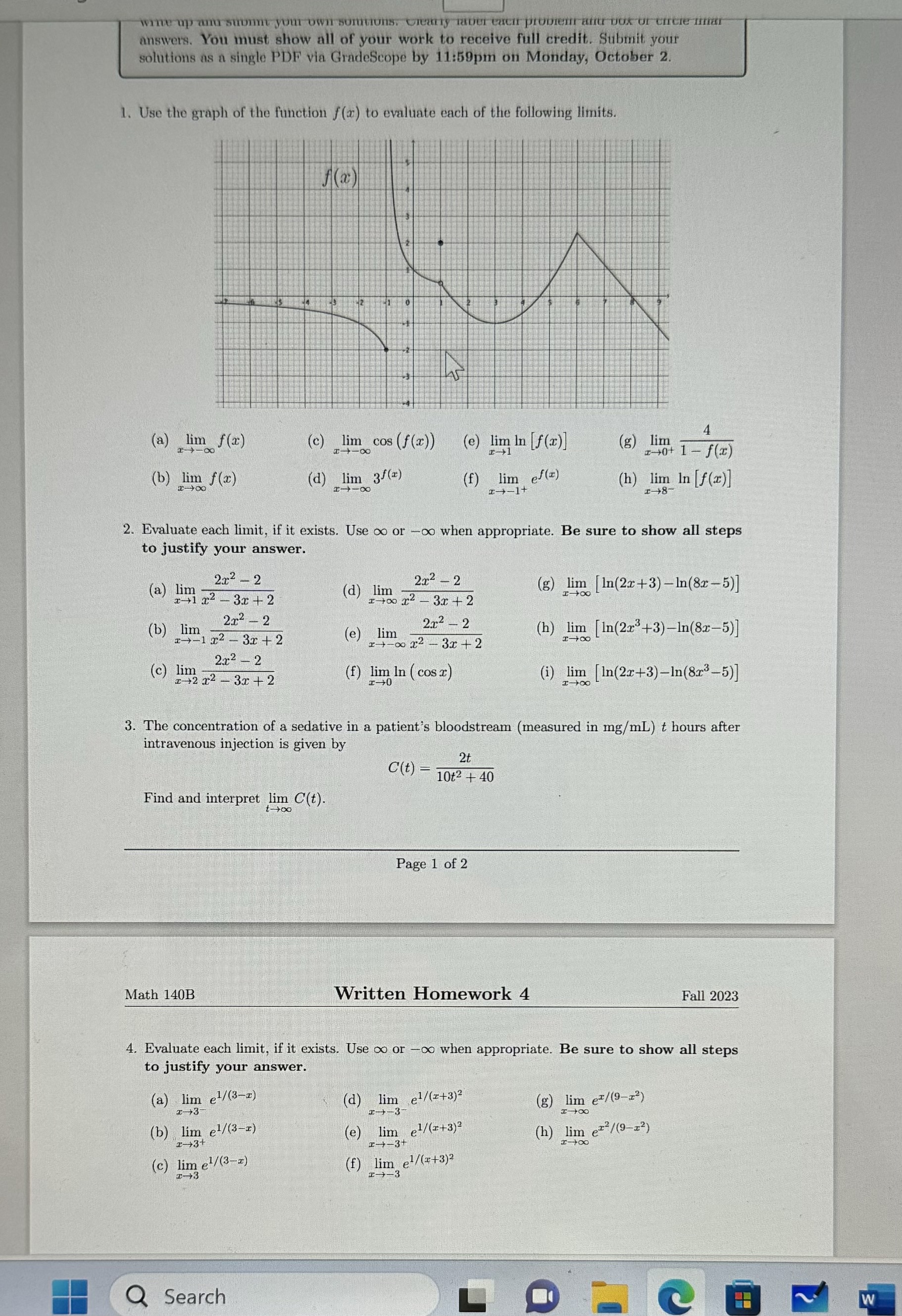 Solved answers. You must show all of your work to receive | Chegg.com