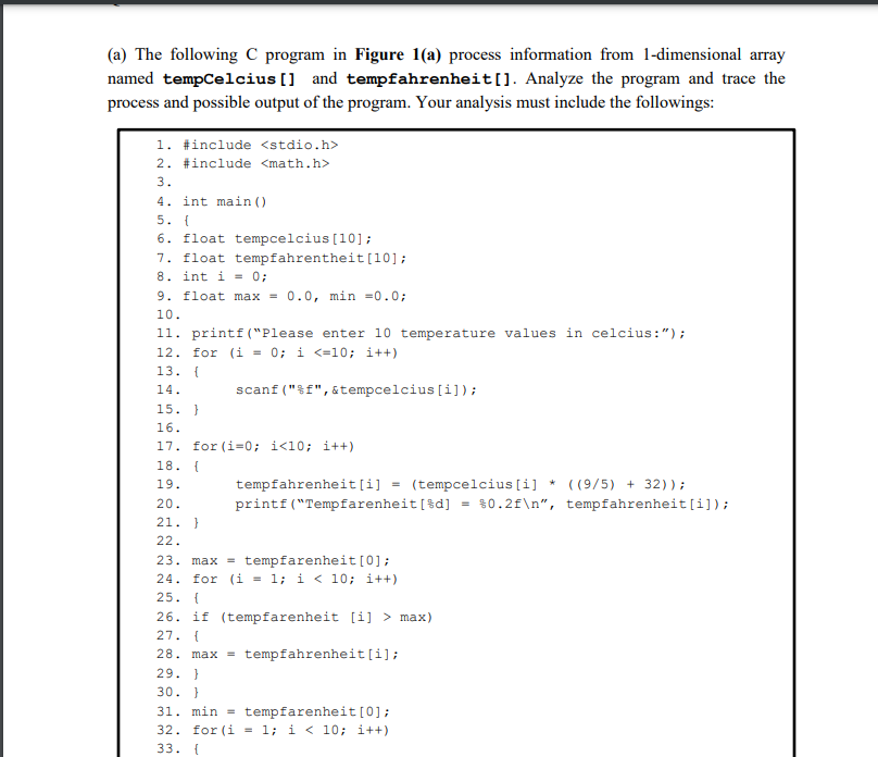 Solved (a) The following C program in Figure 1(a) process | Chegg.com