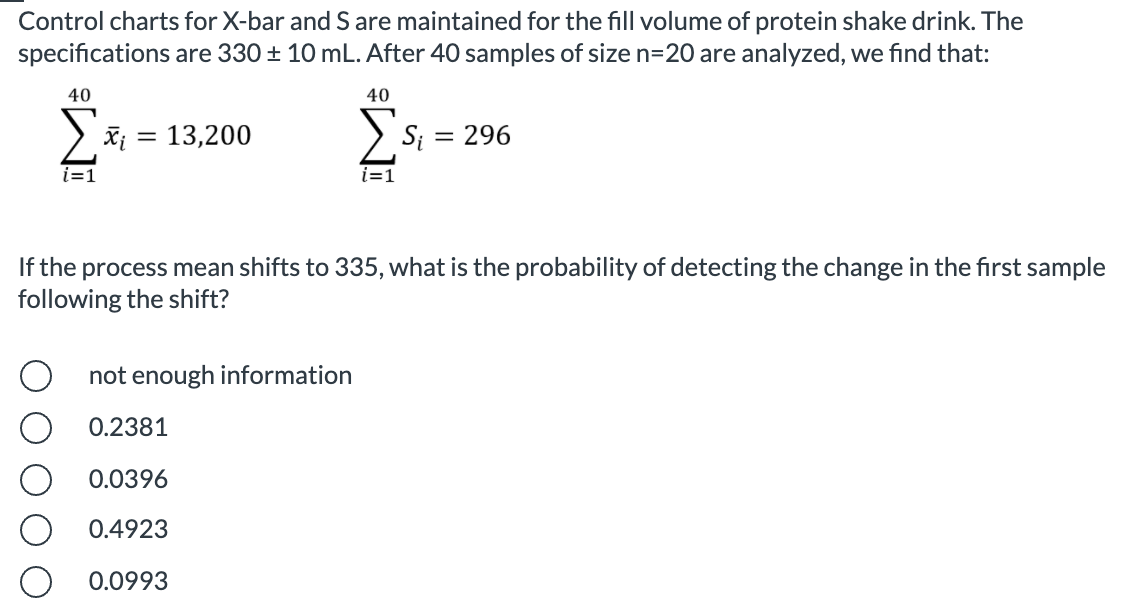 Solved Control charts for X-bar and S are maintained for the | Chegg.com