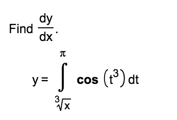 Solved Find dy/dx for the following integral. | Chegg.com