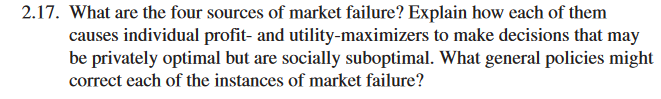 Solved 2 17 What Are The Four Sources Of Market Failure Chegg Solved 2 17 What Are The Four Sources Of Market Failure Chegg