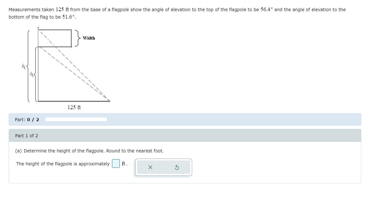 Solved Measurements taken 125 ft from the base of a flagpole | Chegg.com