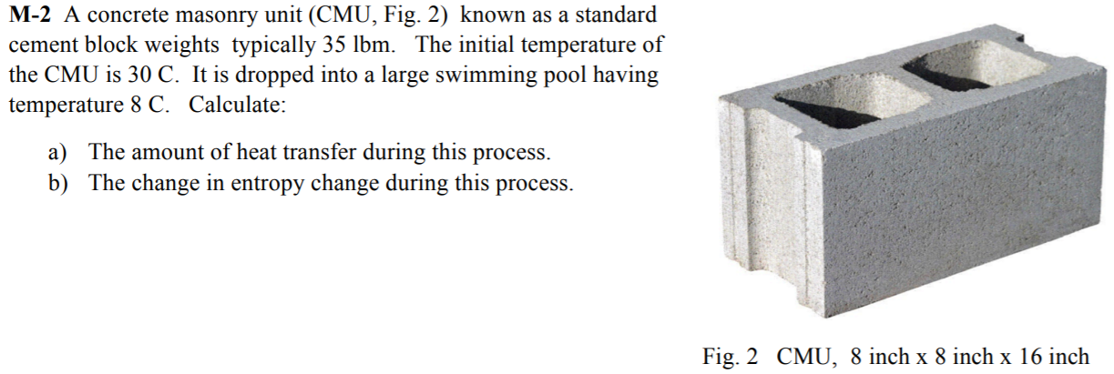 Solved M-2 A concrete masonry unit (CMU, Fig. 2) known as a | Chegg.com