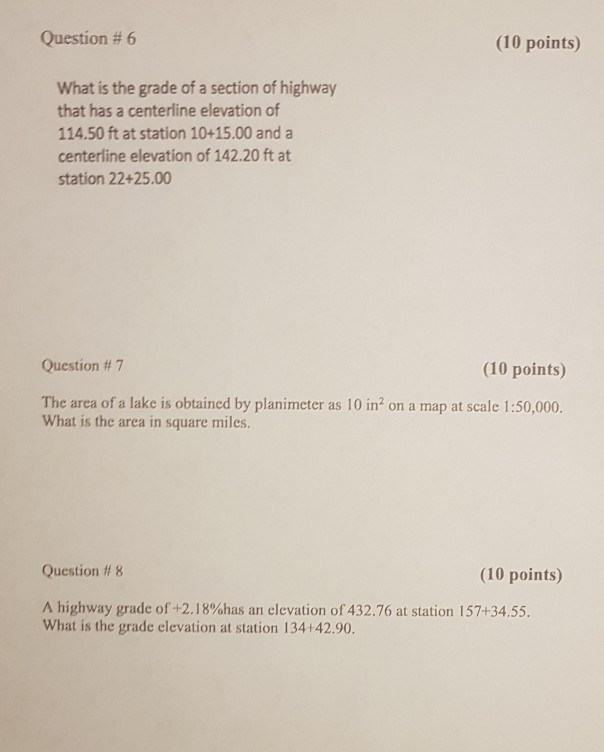 Solved Question #1 (10 points) On a map drawn to scale of 1 | Chegg.com