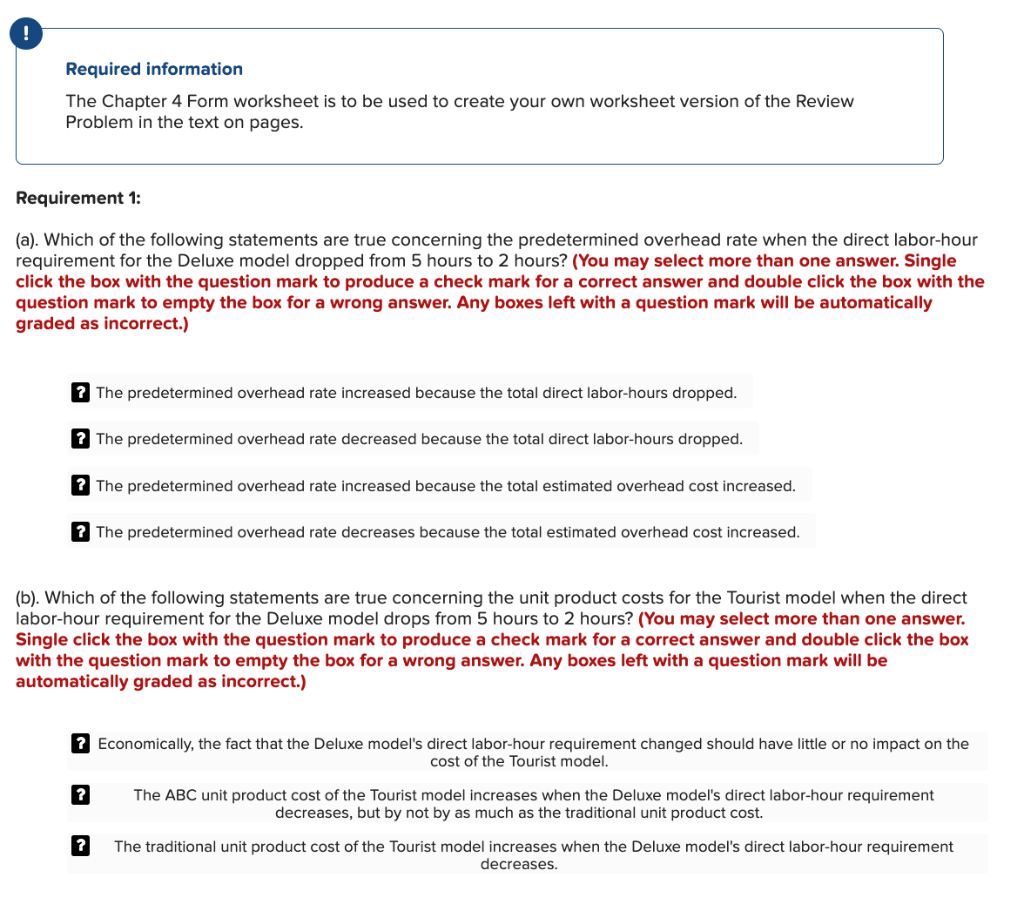 Required information The Chapter 4 Form worksheet is | Chegg.com