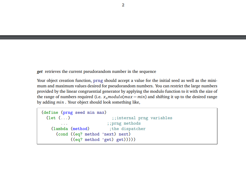 4. (Pseudorandom Number Generator, PRNG) Randomly | Chegg.com