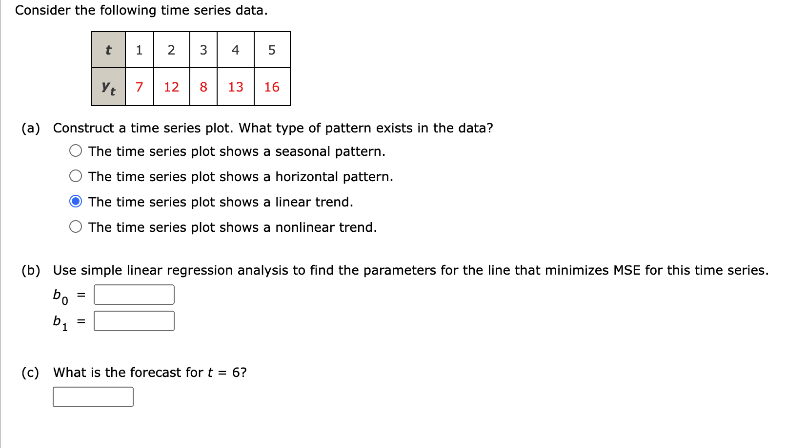Solved Consider the following time series data. Week 1 2 3 4 | Chegg.com