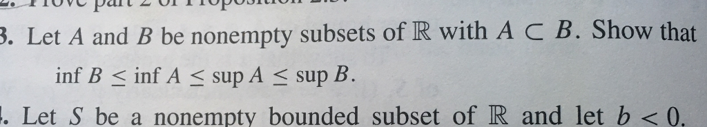 Solved . Let A and B be nonempty subsets of R with A C B. | Chegg.com