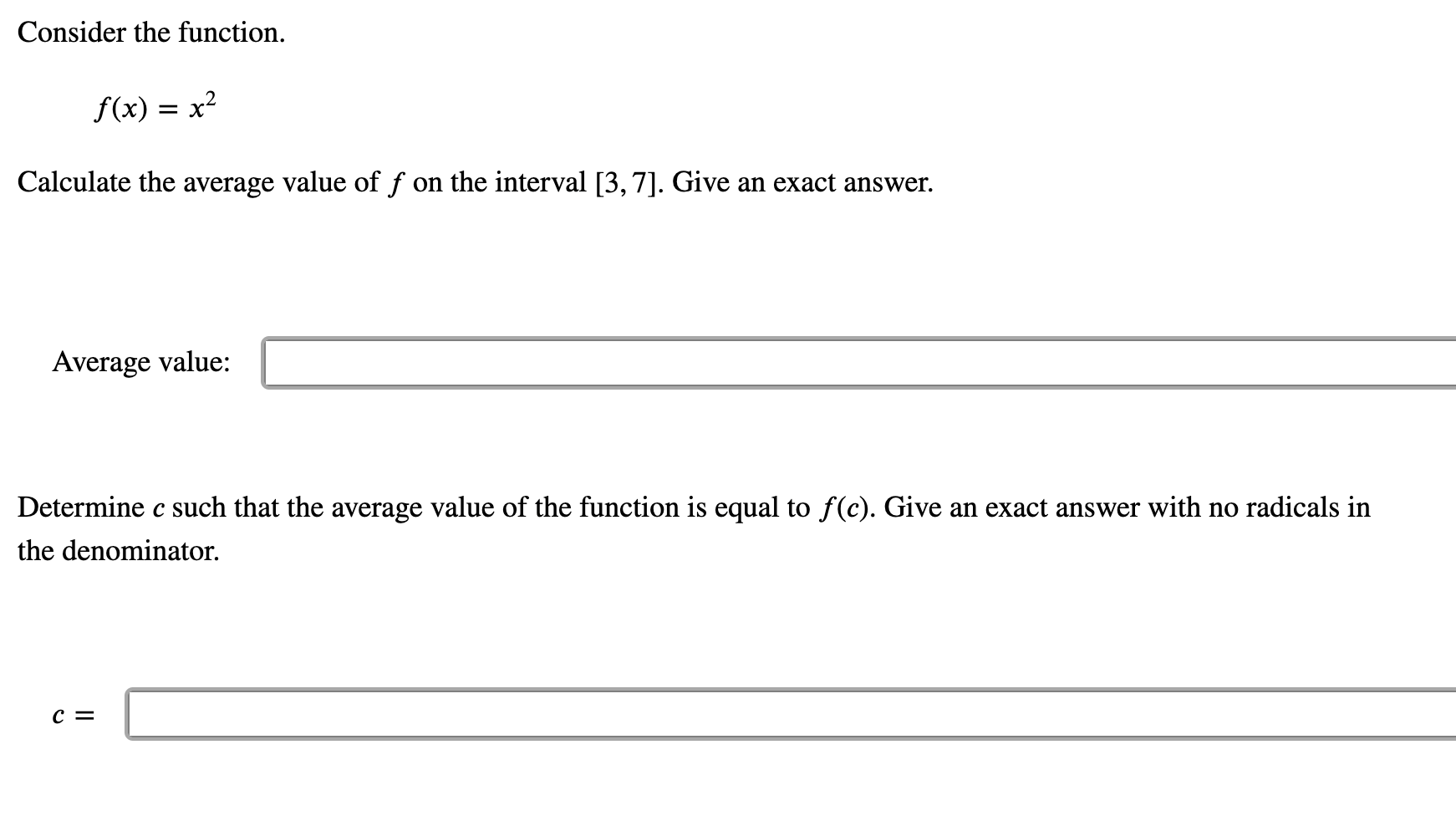 Solved Consider The Function. F(x) X² = Calculate The | Chegg.com