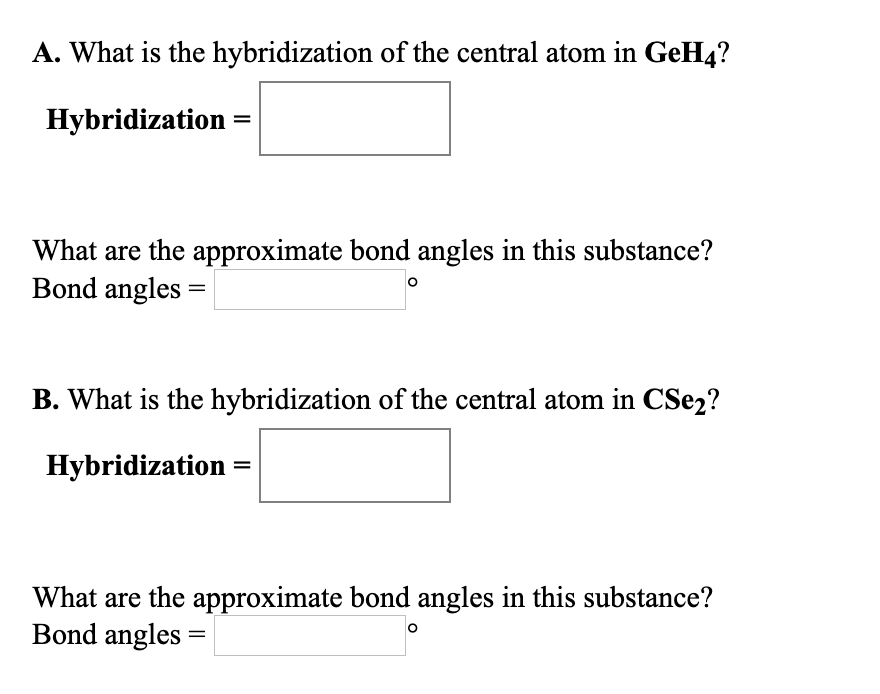 Solved A. What is the hybridization of the central atom in | Chegg.com