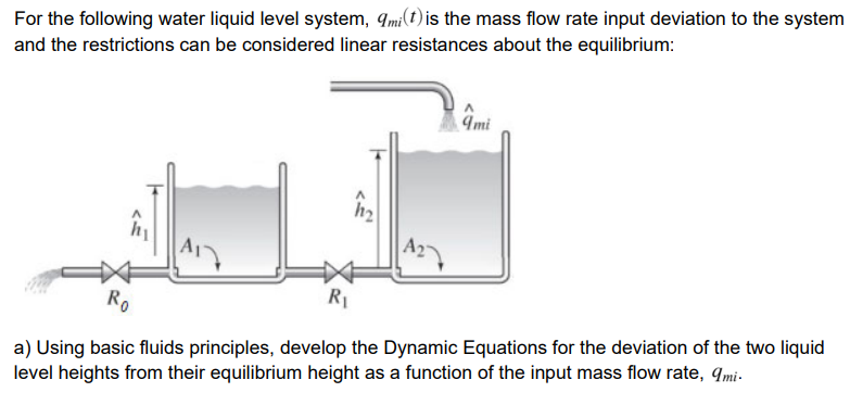 For the following water liquid level system, 9 milt) | Chegg.com