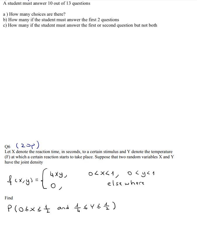 Solved A student must answer 10 out of 13 questions a ) How | Chegg.com