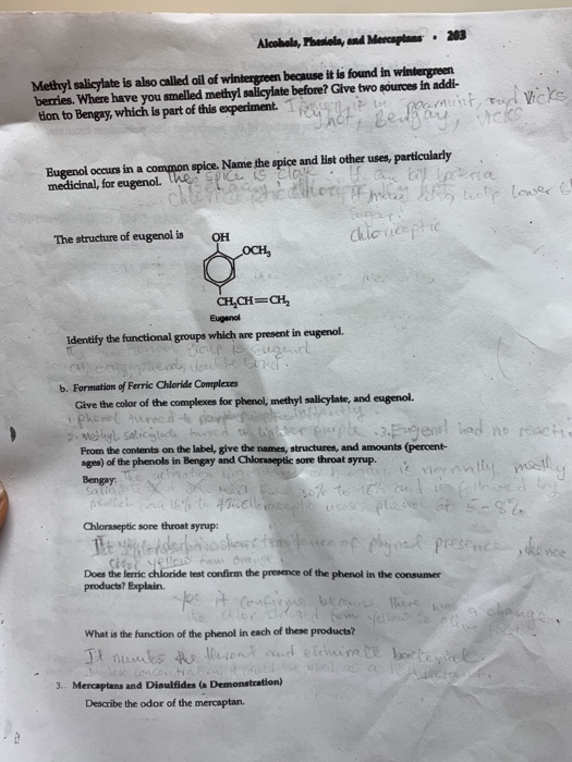 Solved EXPERIMENT Alcohols, Phenols, 20 and Mercaptans