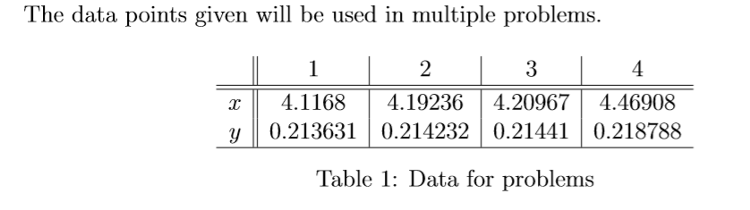 Solved The data points given will be used in multiple | Chegg.com