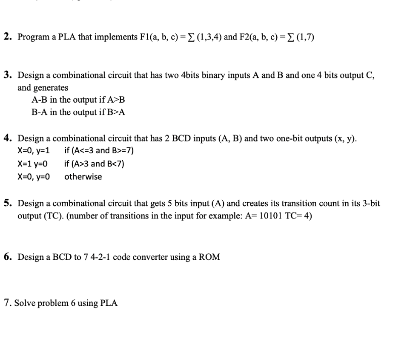 Solved 2 Program A Pla That Implements F1 A B C ∑ 1 3 4