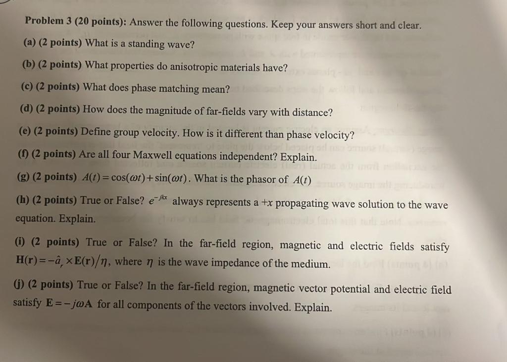 Solved Questions – 3 (20 points) a) You have the following