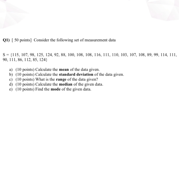 Solved Q1 50 Points Consider The Following Set Of 9905