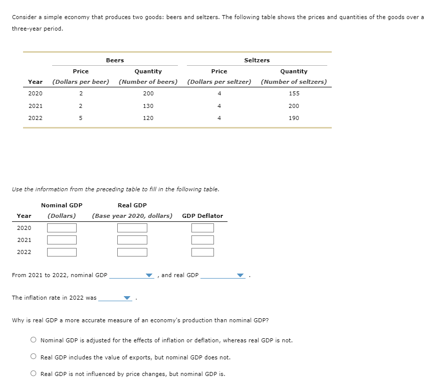 Solved Consider a simple economy that produces two goods