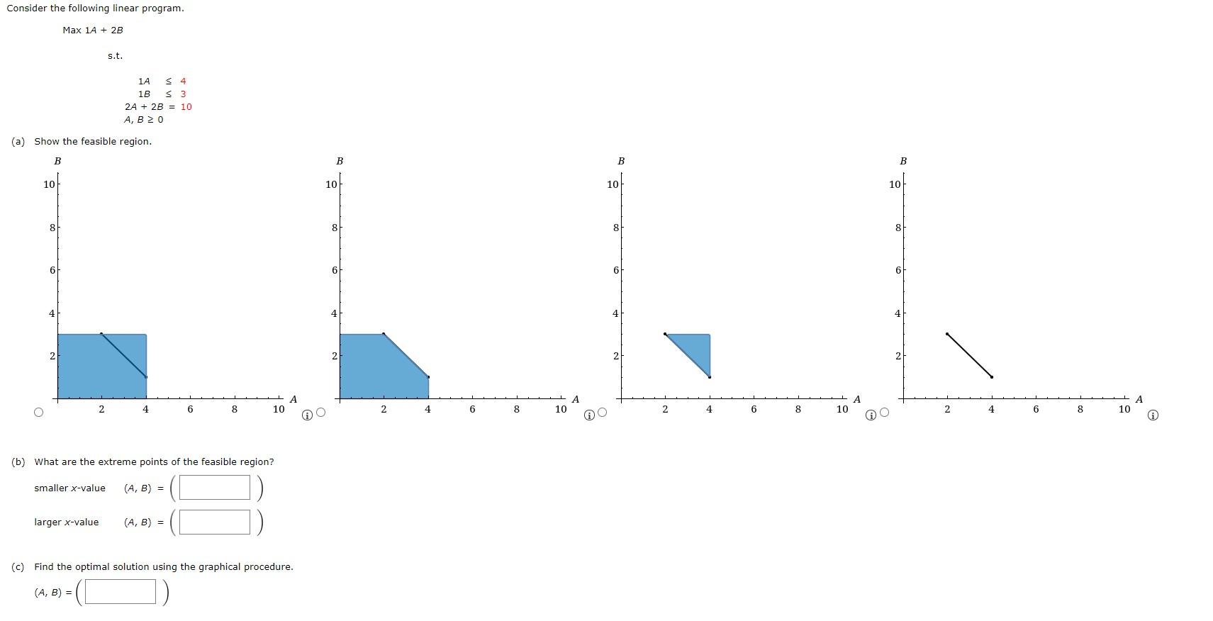 Solved Consider the following linear program. Max 1A + 2B | Chegg.com