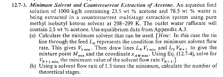 Solved 12.7-3. Minimum Solvent And Countercurrent Extraction | Chegg.com