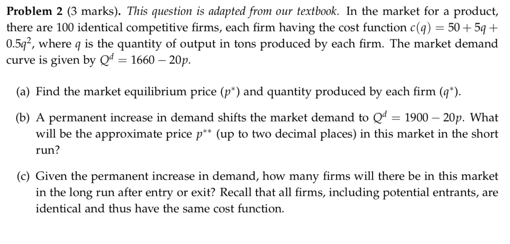 Solved Problem 2 (3 marks). This question is adapted from | Chegg.com