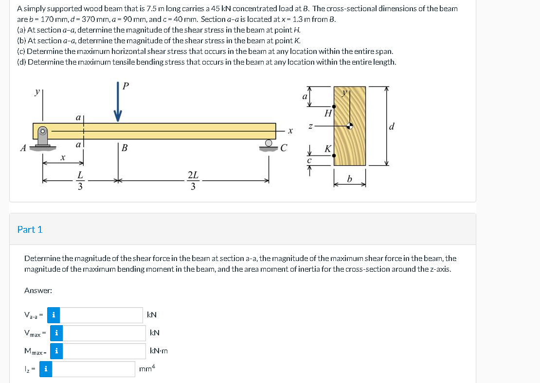 Solved A Simply Supported Wood Beam That Is 7.5 M Long | Chegg.com