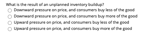 Solved What is the result of an unplanned inventory buildup? | Chegg.com