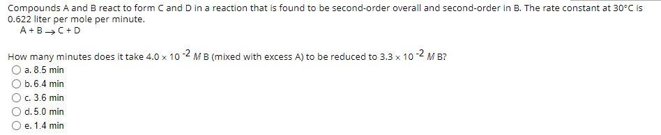 Solved Compounds A and B react to form C and D in a reaction | Chegg.com