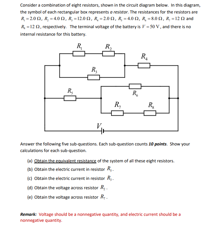 Solved Consider a combination of eight resistors, shown in