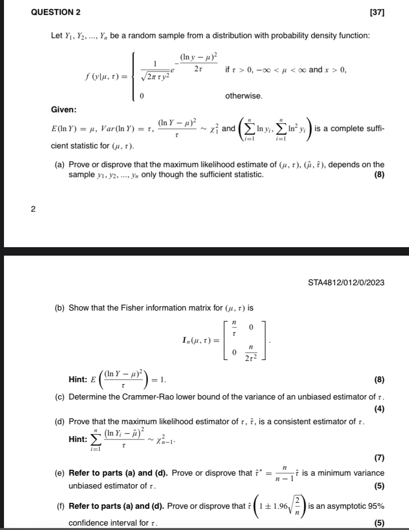 Solved Let Y1,Y2,…,Yn be a random sample from a distribution | Chegg.com