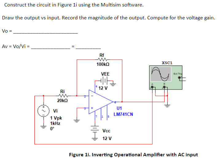 Solved Construct the circuit in Figure 1i using the Multisim | Chegg.com