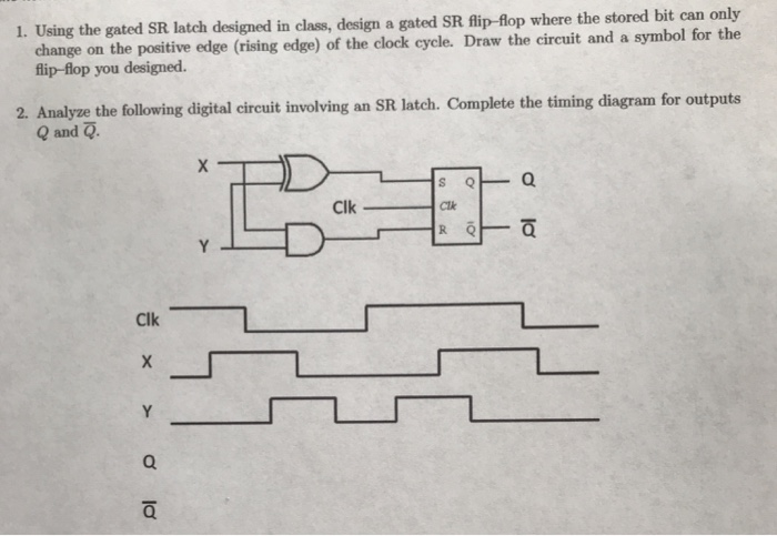 Solved 1. Using the gated SR latch designed in class, design | Chegg.com