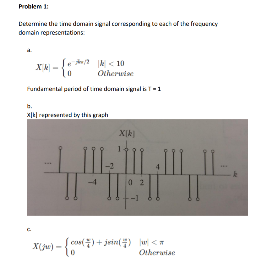 Solved Problem 1: Determine The Time Domain Signal | Chegg.com